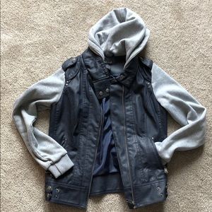 Hooded leather jacket